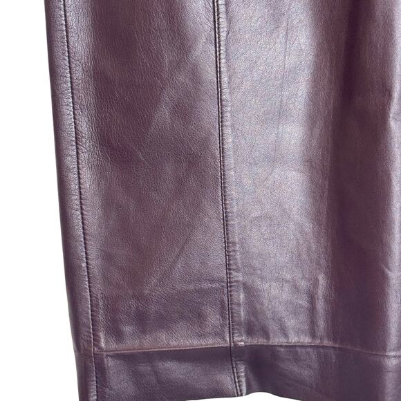 Brooks Brothers Leather Pencil Skirt Women’s Size 0 Burgundy Genuine Lined - Picture 7 of 16